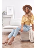 Yellow short blouse with ruffles at the bottom MP29390 - Online store - Boutique